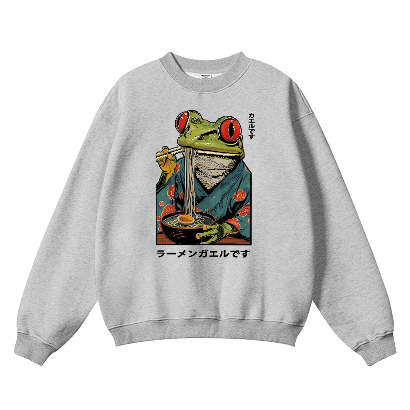 Frog Ramen Vintage Cotton Blend Crewneck Sweatshirt