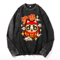 Daruma Vintage Cotton Wash Crewneck Long-Sleeve T-Shirt