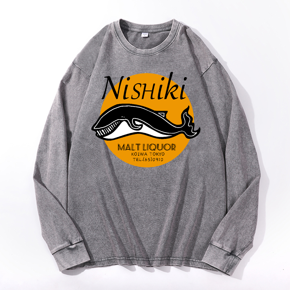 Nishiki Vintage Cotton Wash Crewneck Long-Sleeve T-Shirt