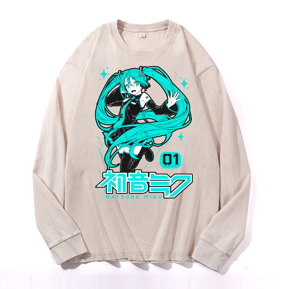 Hatsune Miku Vintage Cotton Wash Long-sleeve T-shirt