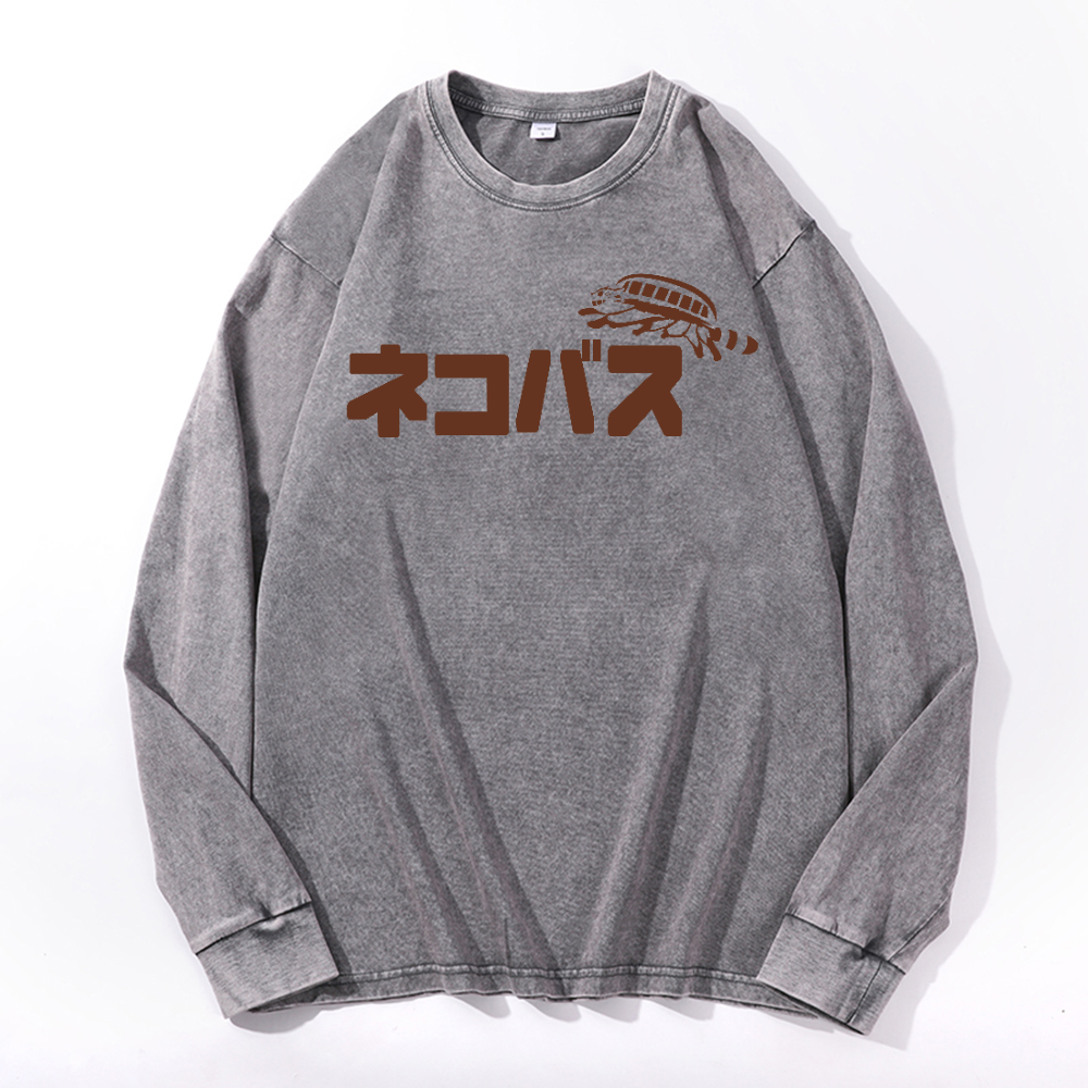 Ghibli Catbus Vintage Cotton Wash Long-sleeve T-shirt