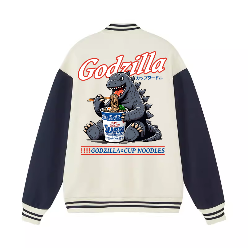 Kaiju Cup Noodles Vintage Cotton Varsity Jacket