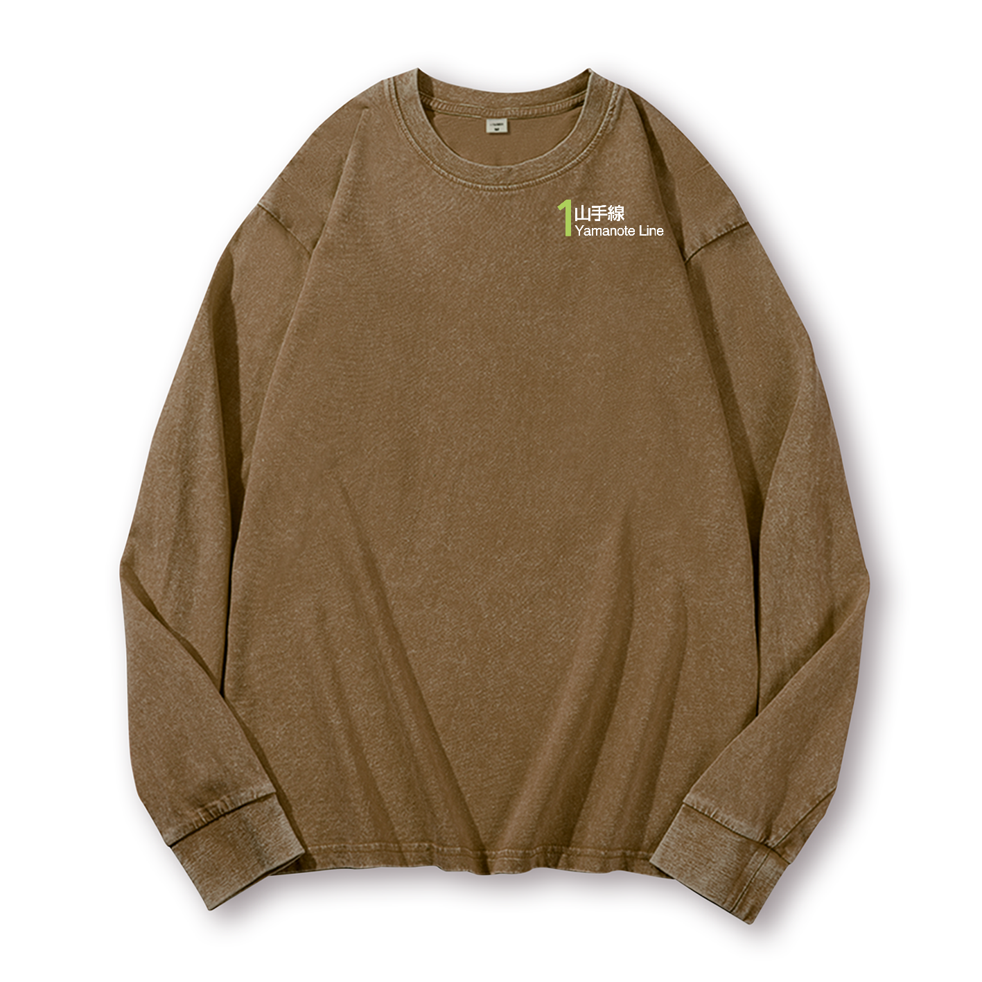 Yamanote Line for Shinjuku & Ikebukuro & Ueno Vintage Washed Cotton Back Art Long-sleeve T-shirt