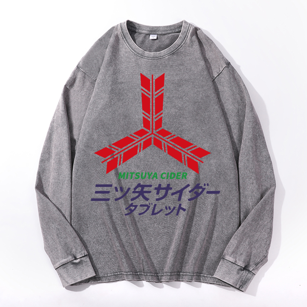 Vintage Cotton Wash Crewneck Long-Sleeve T-Shirt