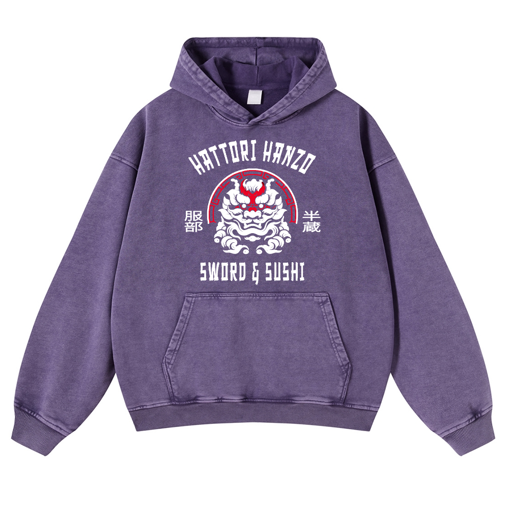 Hattori Hanzo Komainu Vintage Washed Thick Cotton Hoodie