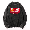 Hot Chef Vintage Cotton Wash Crewneck Long-Sleeve T-Shirt