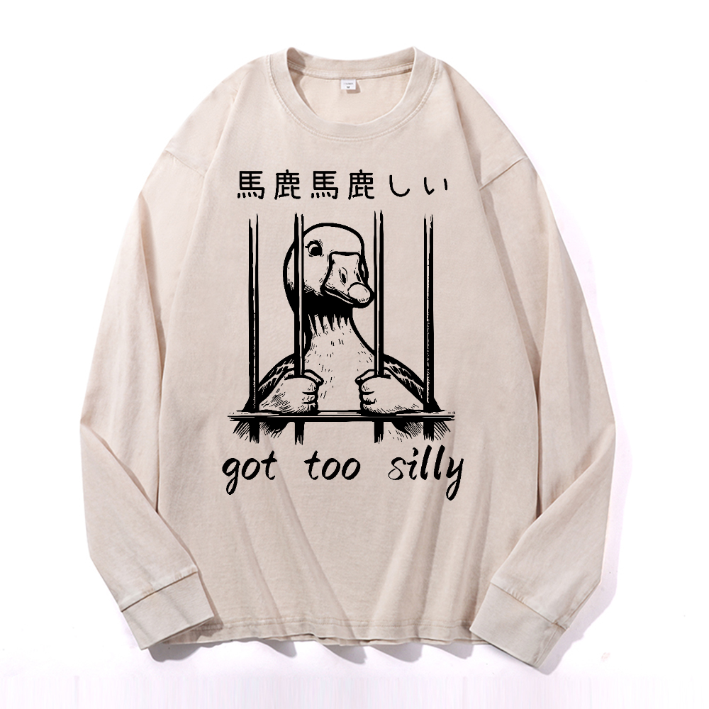 Duck Vintage Cotton Wash Crewneck Long-Sleeve T-Shirt