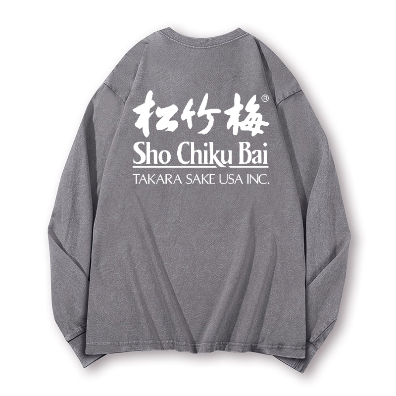 Sho Chiku Bai Vintage Washed Cotton Back Art Long-sleeve T-shirt