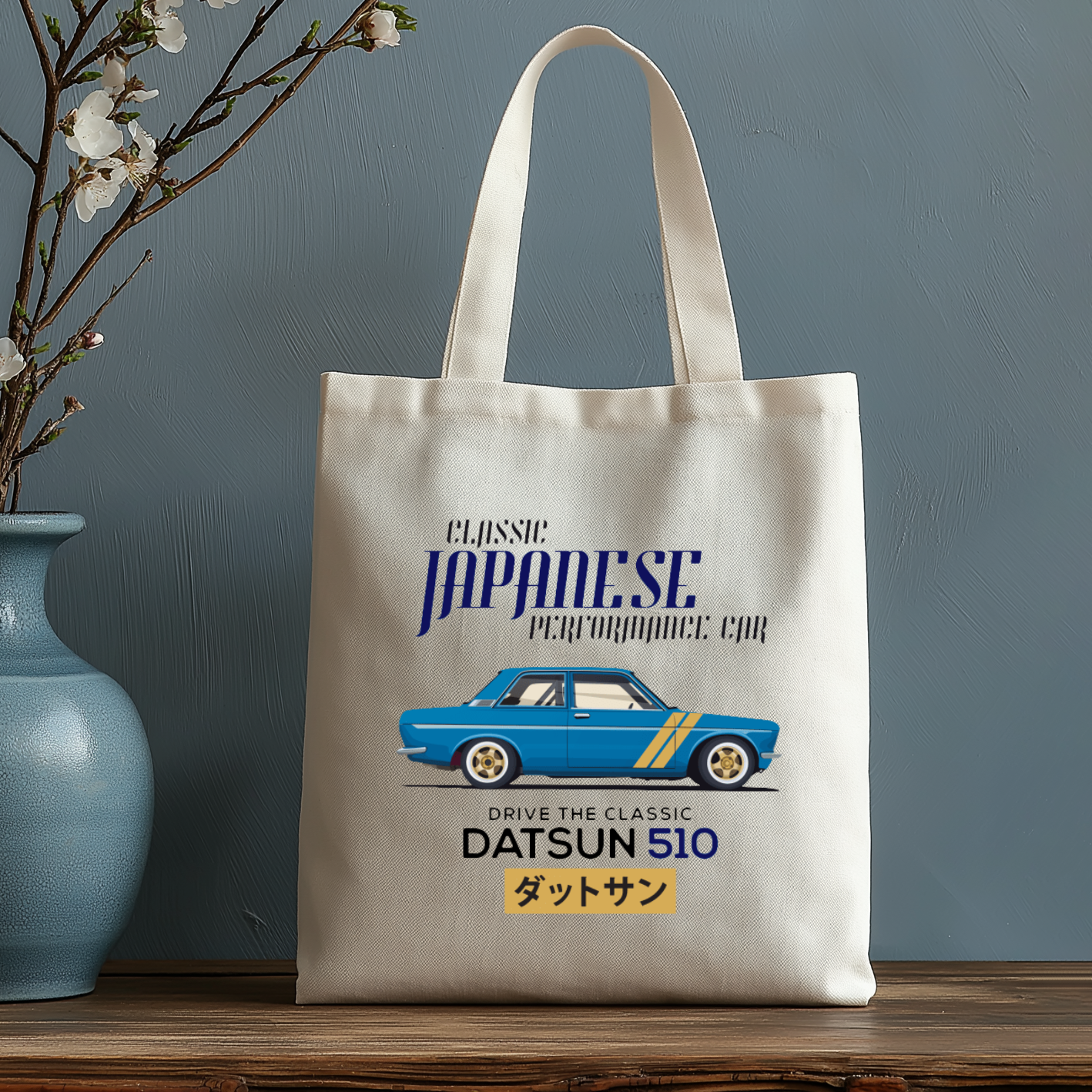 Car Japanese Style Canvas Tote Bag