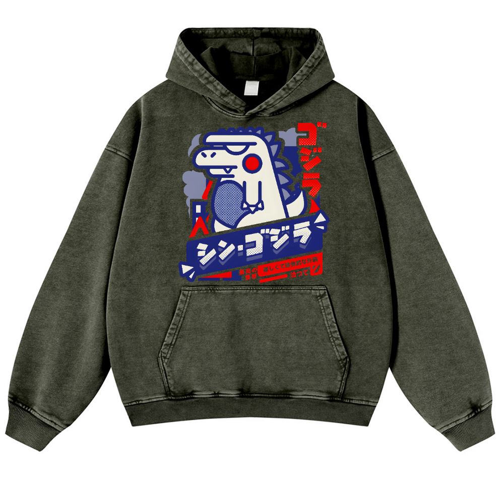 Kaiju Vintage Washed Thick Cotton Hoodie