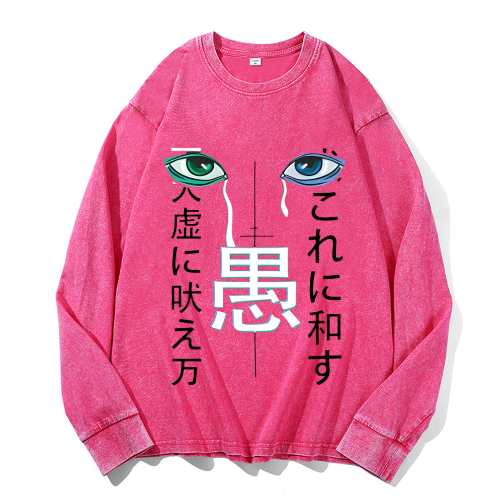 Vintage Cotton Wash Crewneck Long-Sleeve T-Shirt