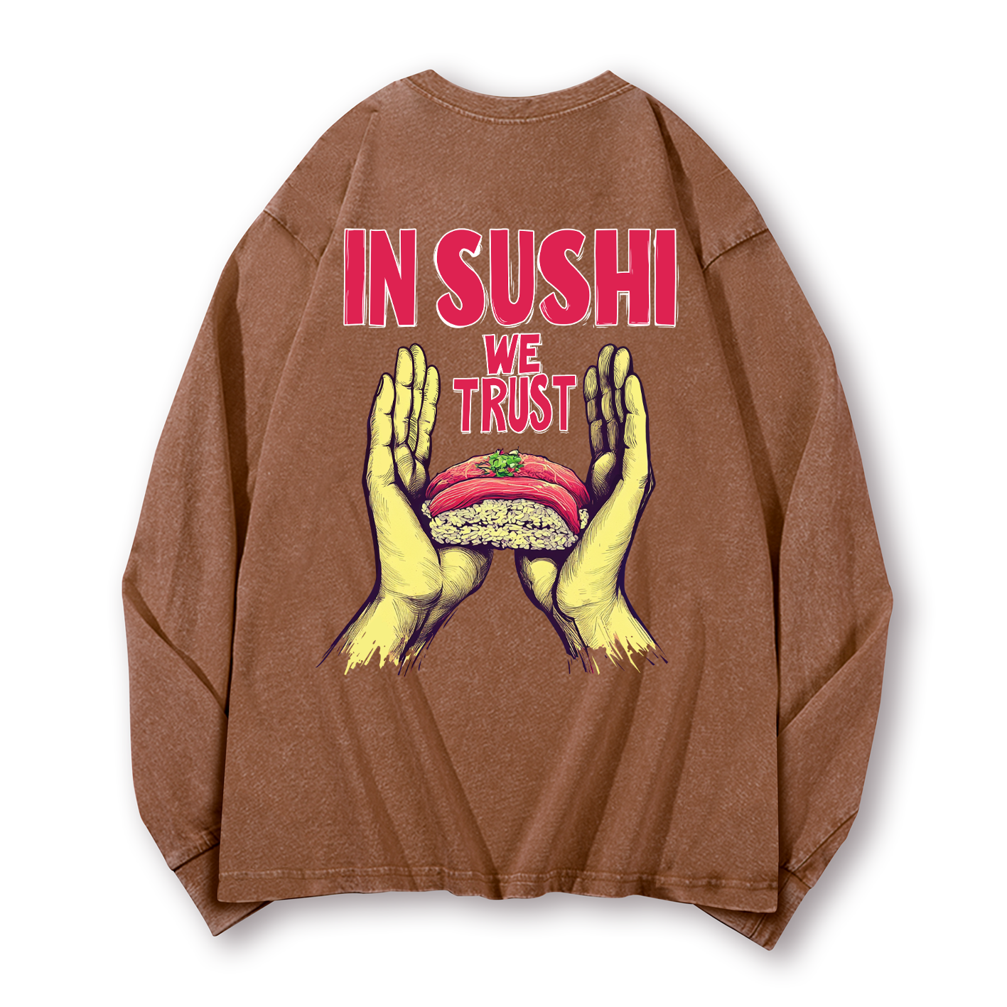 In Sushi We Trust Vintage Washed Cotton Back Art Long-sleeve T-shirt