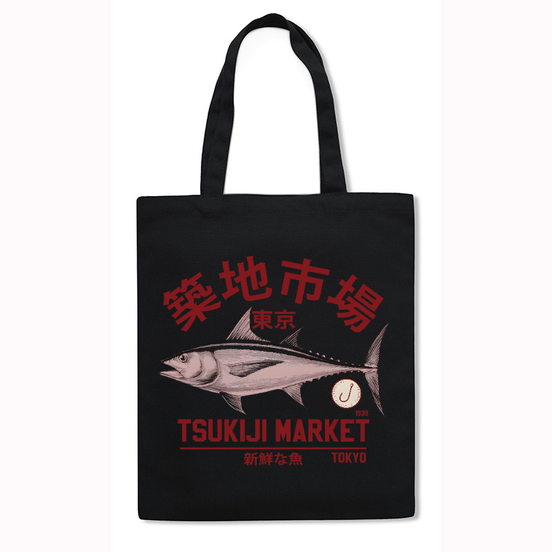 Tsukiji Fish Market Japanese Style Canvas Tote Bag