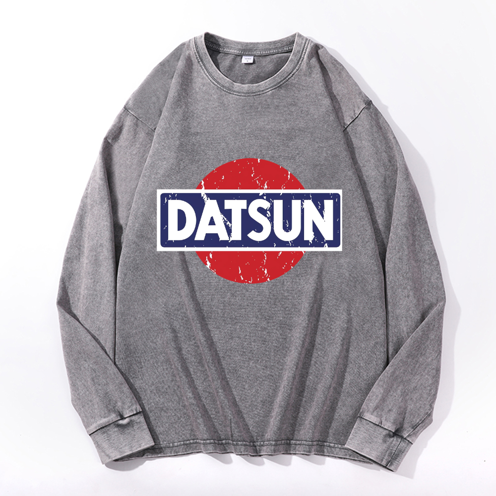 Vintage Cotton Wash Crewneck Long-Sleeve T-Shirt