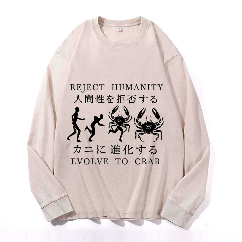 Vintage Cotton Wash Crewneck Long-Sleeve T-Shirt