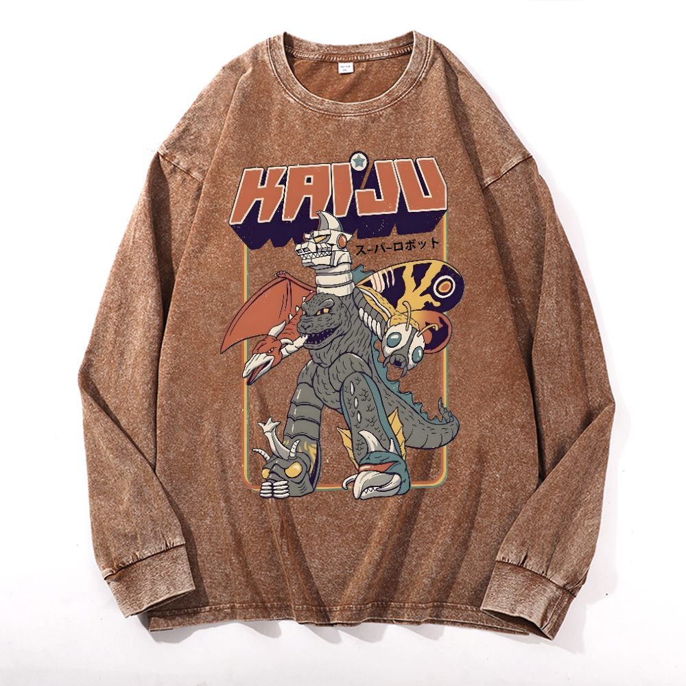 Kaiju Kaiju Vintage Cotton Wash Long-sleeve T-shirt