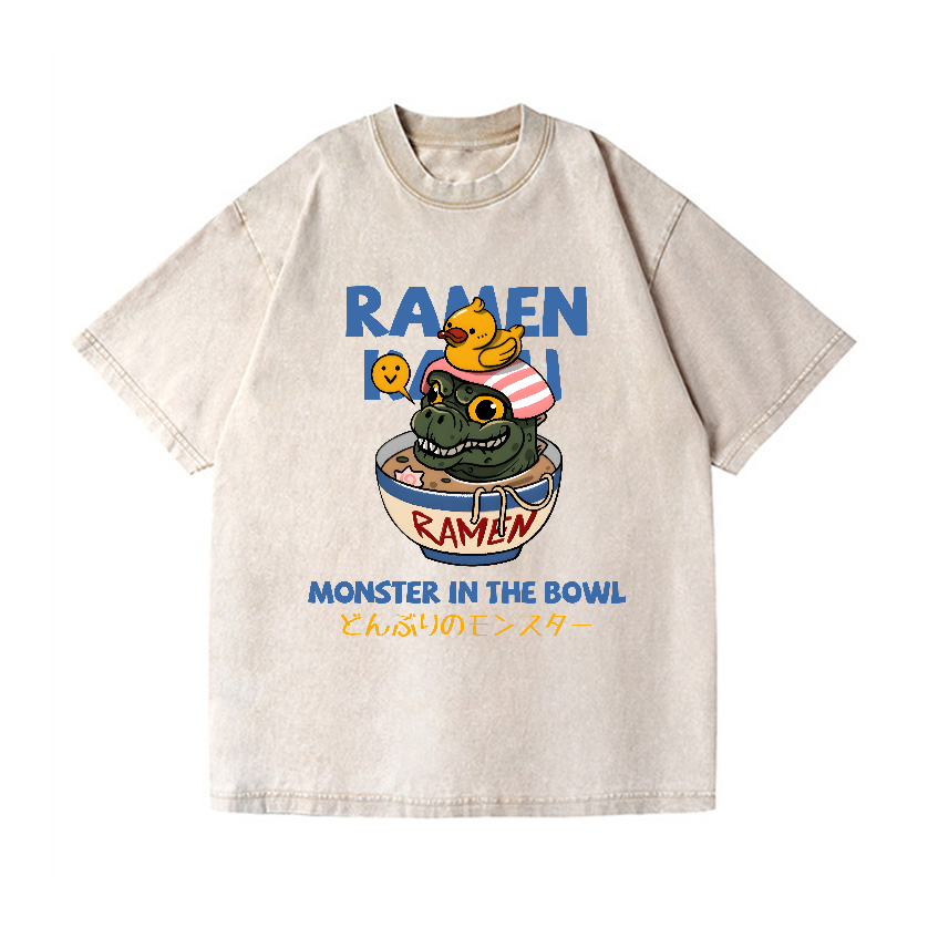 Ramen Kaiju Vintage Wash Japanese Design T-Shirt