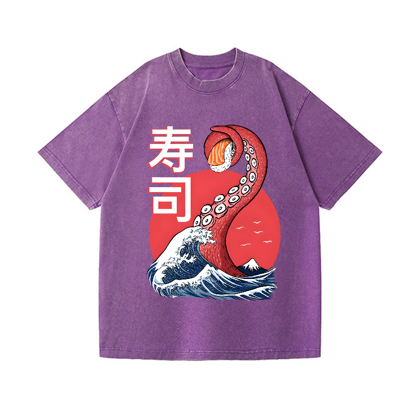 Sushi Octopus Vintage Wash Japanese Design T-Shirt