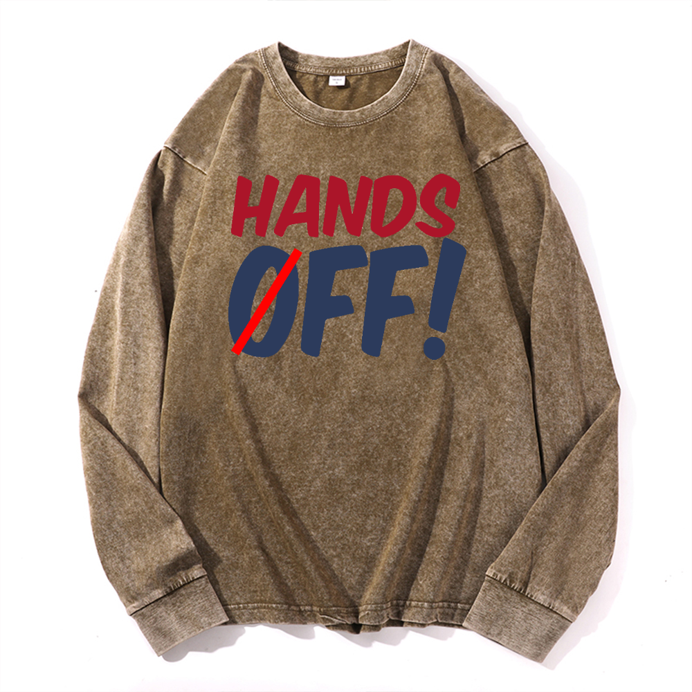 Hands Off! Vintage Cotton Wash Long-sleeve T-shirt