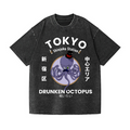 Tokyo Drunken Octopus Vintage Wash Japanese Design T-Shirt