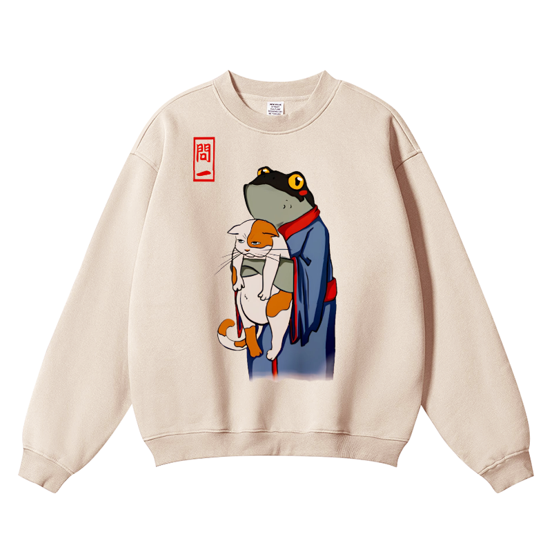 Matsumoto Hoji Frog Vintage Cotton Blend Crewneck Sweatshirt