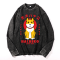Hachiko Vintage Cotton Wash Crewneck Long-Sleeve T-Shirt