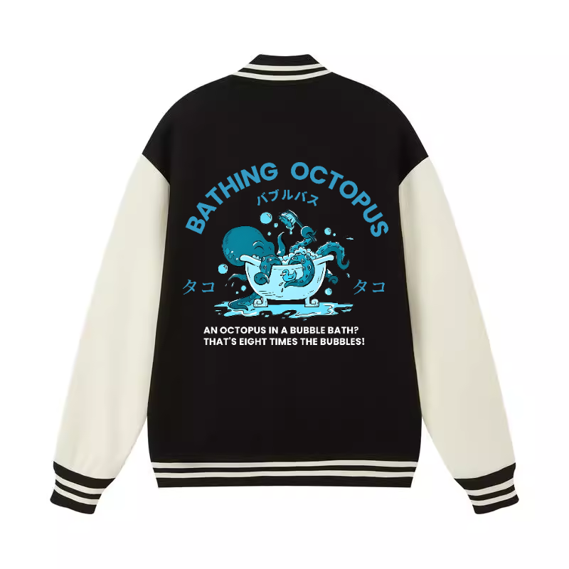 Bubble Bath Octopus Vintage Cotton Varsity Jacket