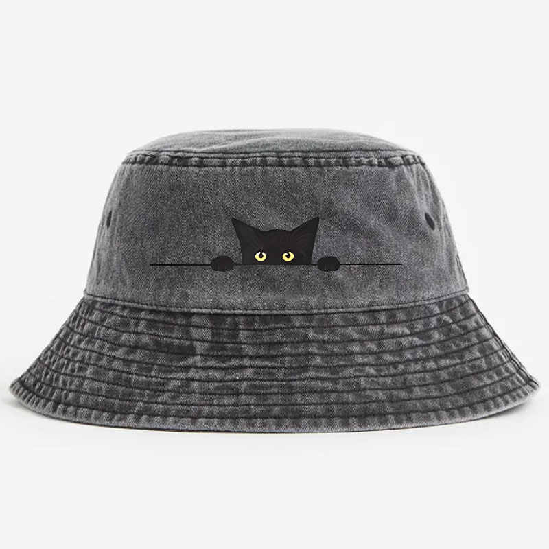 Black Cat Vintage 100% Cotton Bucket Hat