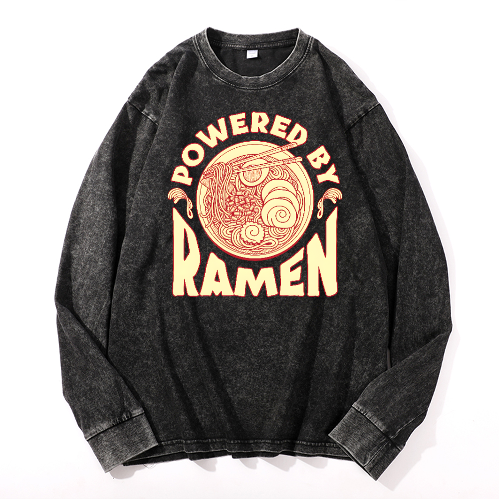 Ramen Vintage Cotton Wash Crewneck Long-Sleeve T-Shirt