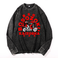 Bosozoku Vintage Cotton Wash Crewneck Long-Sleeve T-Shirt