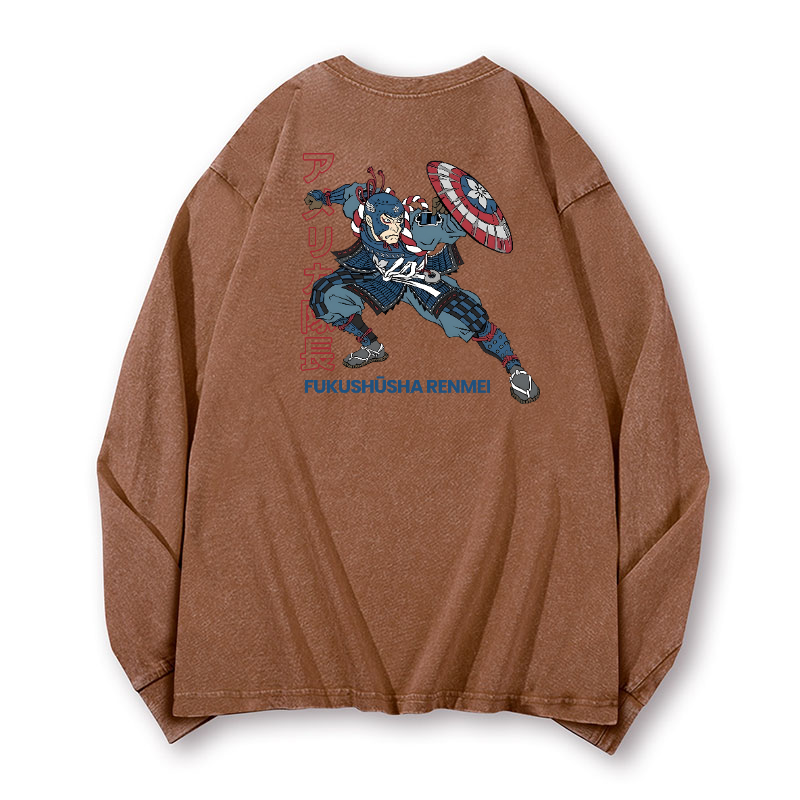 Captain Vintage Washed Cotton Back Art Long-sleeve T-shirt