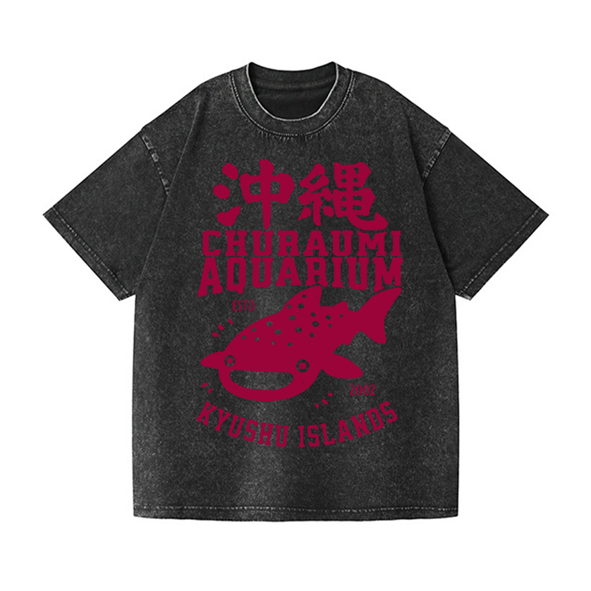 Okinawa Churaumi Aquarium Kyushu Islands Fish Vintage Wash Japanese Design T-Shirt