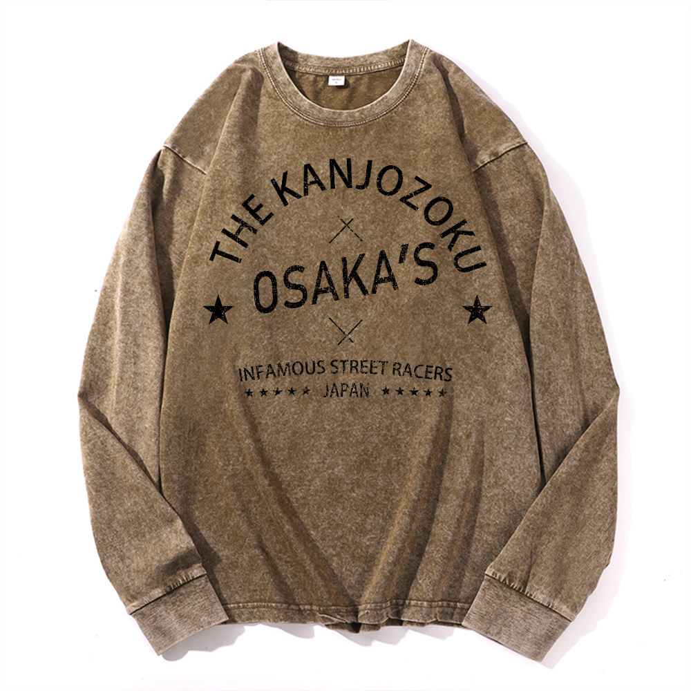 Osaka Vintage Cotton Wash Crewneck Long-Sleeve T-Shirt