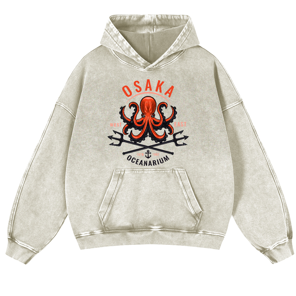Osaka Octopus Vintage Washed Thick Cotton Hoodie