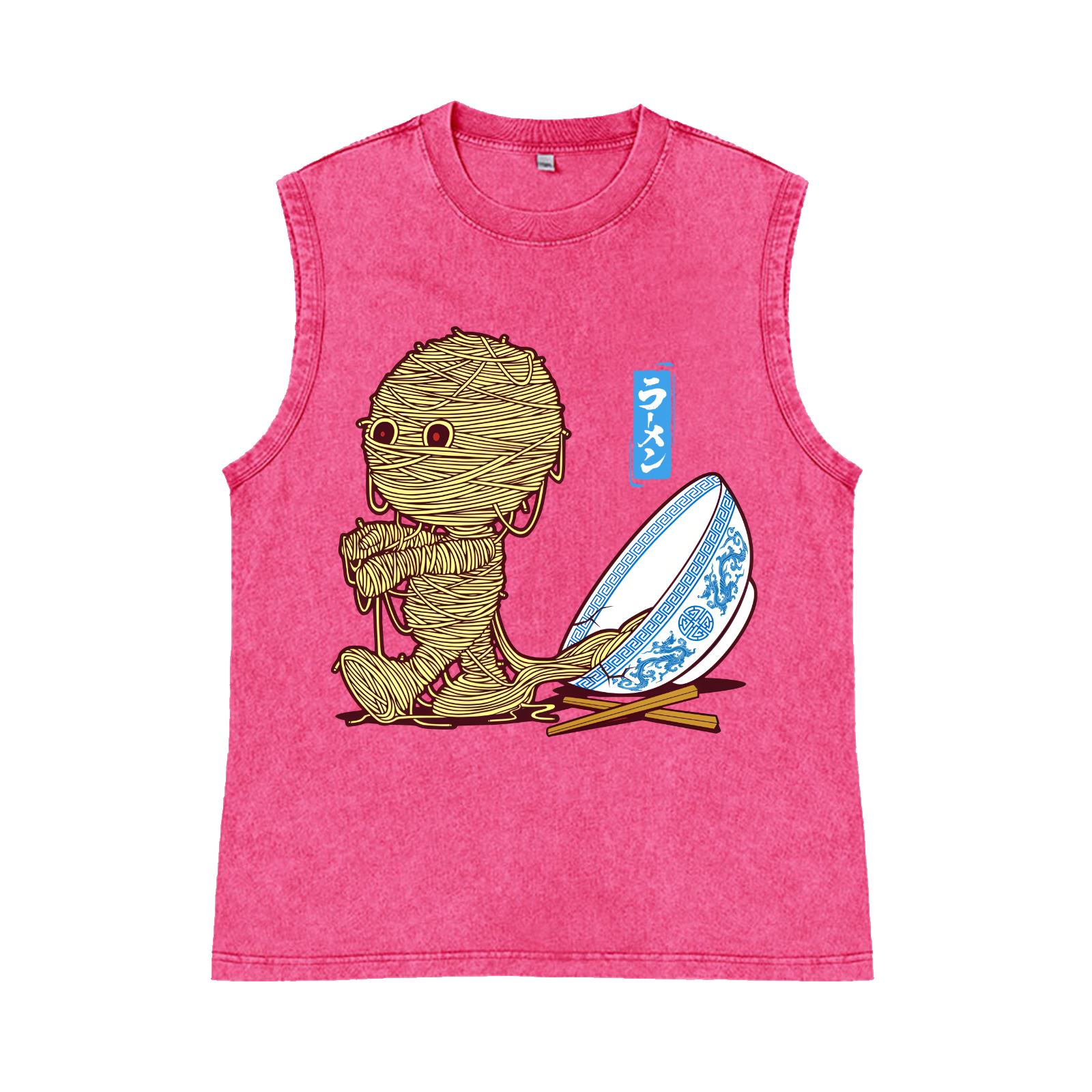 Ramen Mummy Pure Cotton Wash-Dyed Sleeveless Tank Top