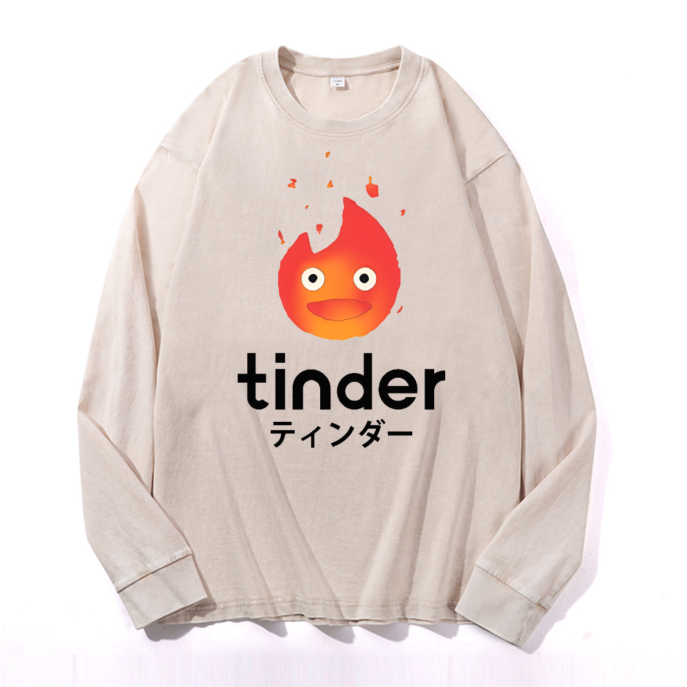 Ghibli Tinder Vintage Cotton Wash Long-sleeve T-shirt