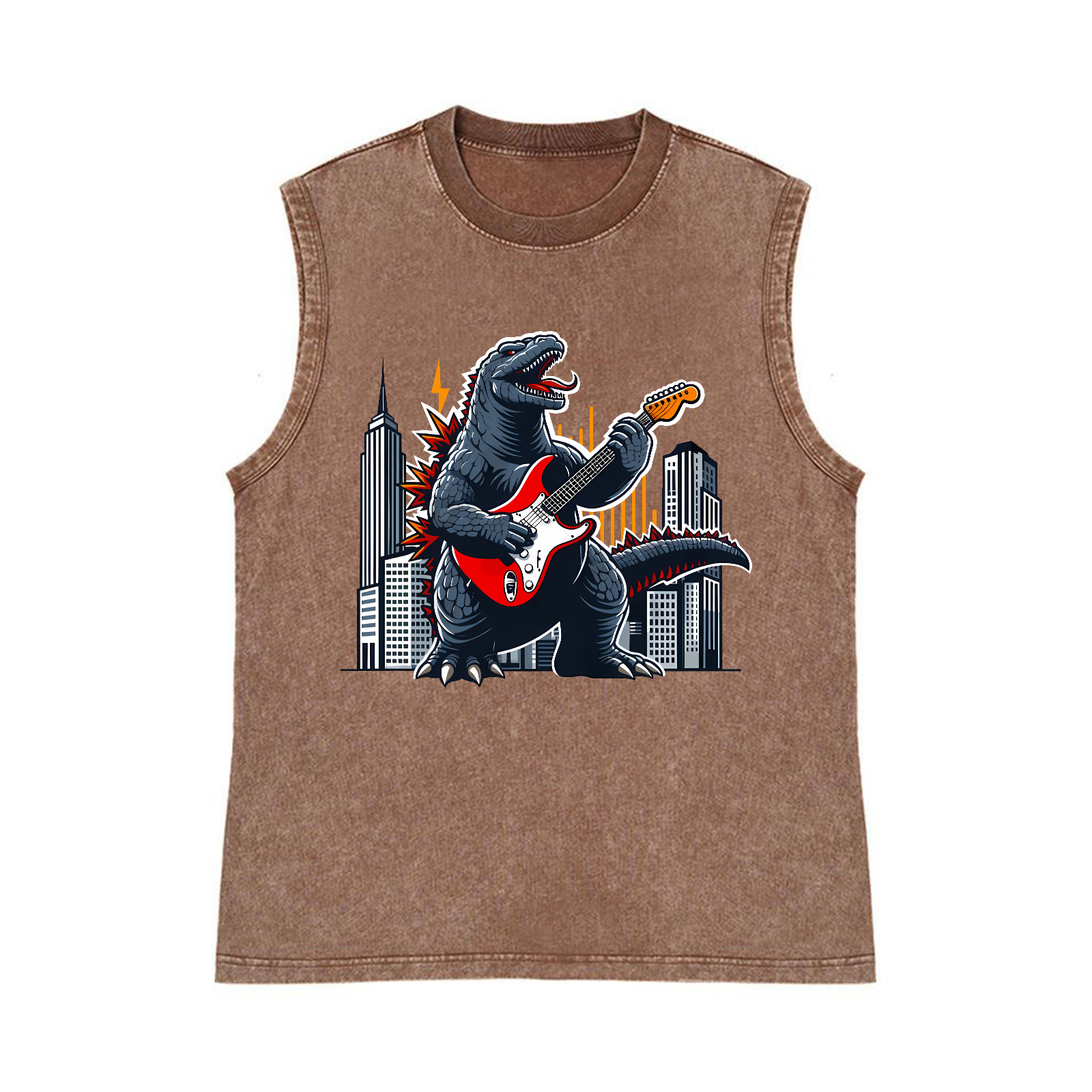 Rock Kaiju Pure Cotton Wash-Dyed Sleeveless Tank Top