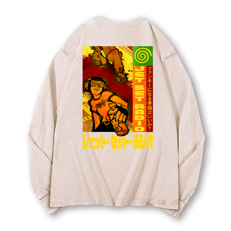 Jet Set Radio Vintage Washed Cotton Back Art Long-sleeve T-shirt