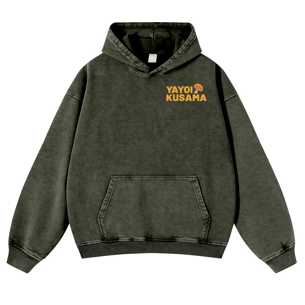 Yayoi Kusama Mushroom Vintage Washed Cotton Back Art Hoodie