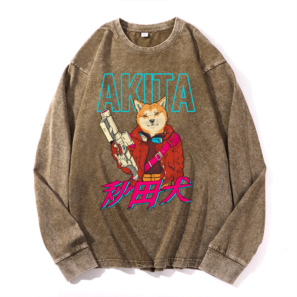 Akita Vintage Cotton Wash Crewneck Long-Sleeve T-Shirt