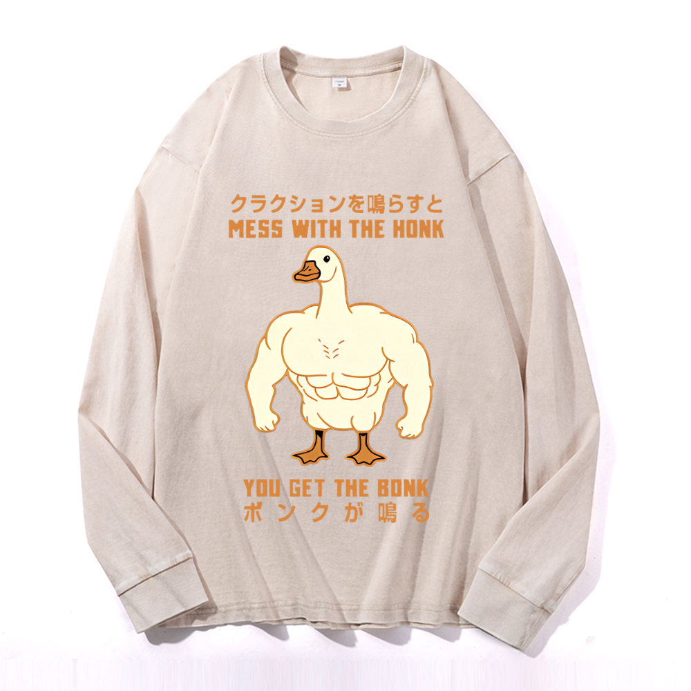Vintage Cotton Wash Crewneck Long-Sleeve T-Shirt