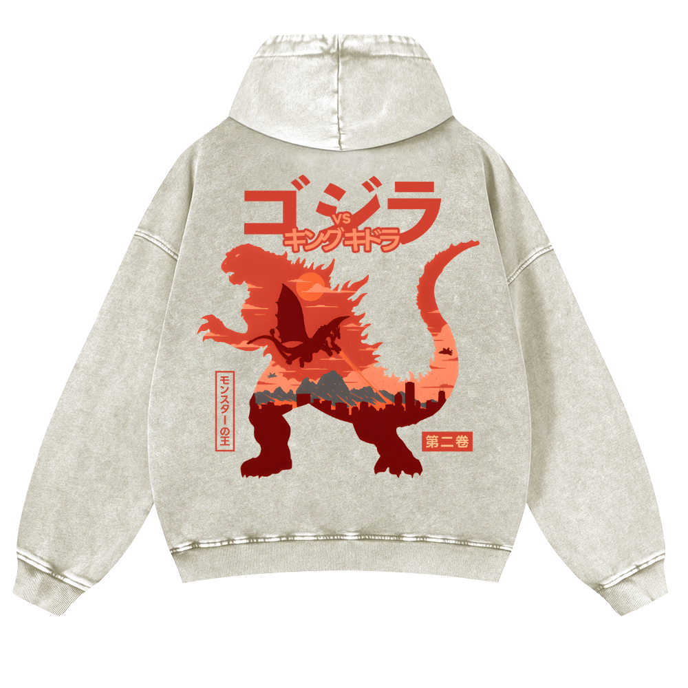 Kaiju Vintage Washed Cotton Back Art Hoodie