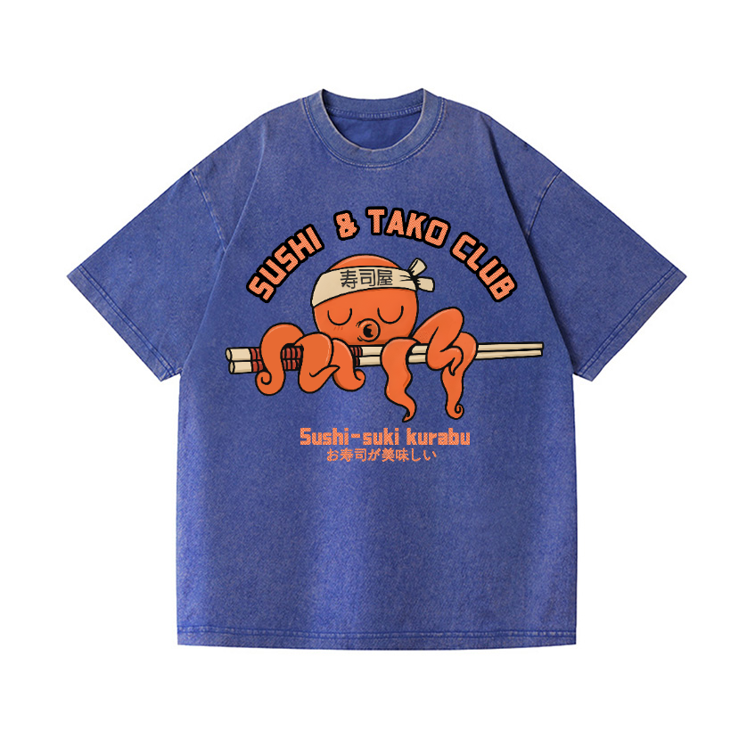 Sushi and Tako Octopus Vintage Wash Japanese Design T-Shirt