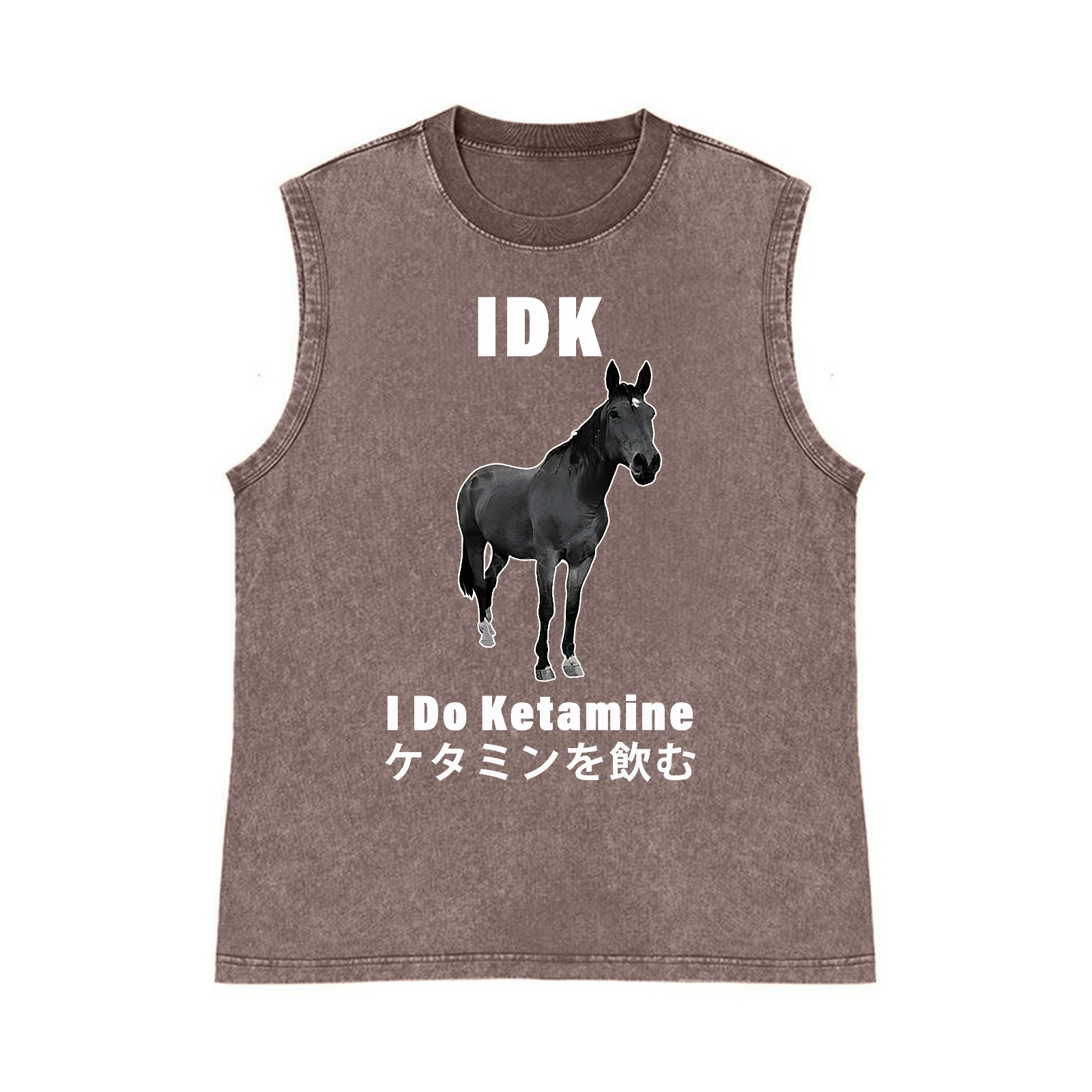 I Do Ketamine Horse Pure Cotton Wash-Dyed Sleeveless Tank Top