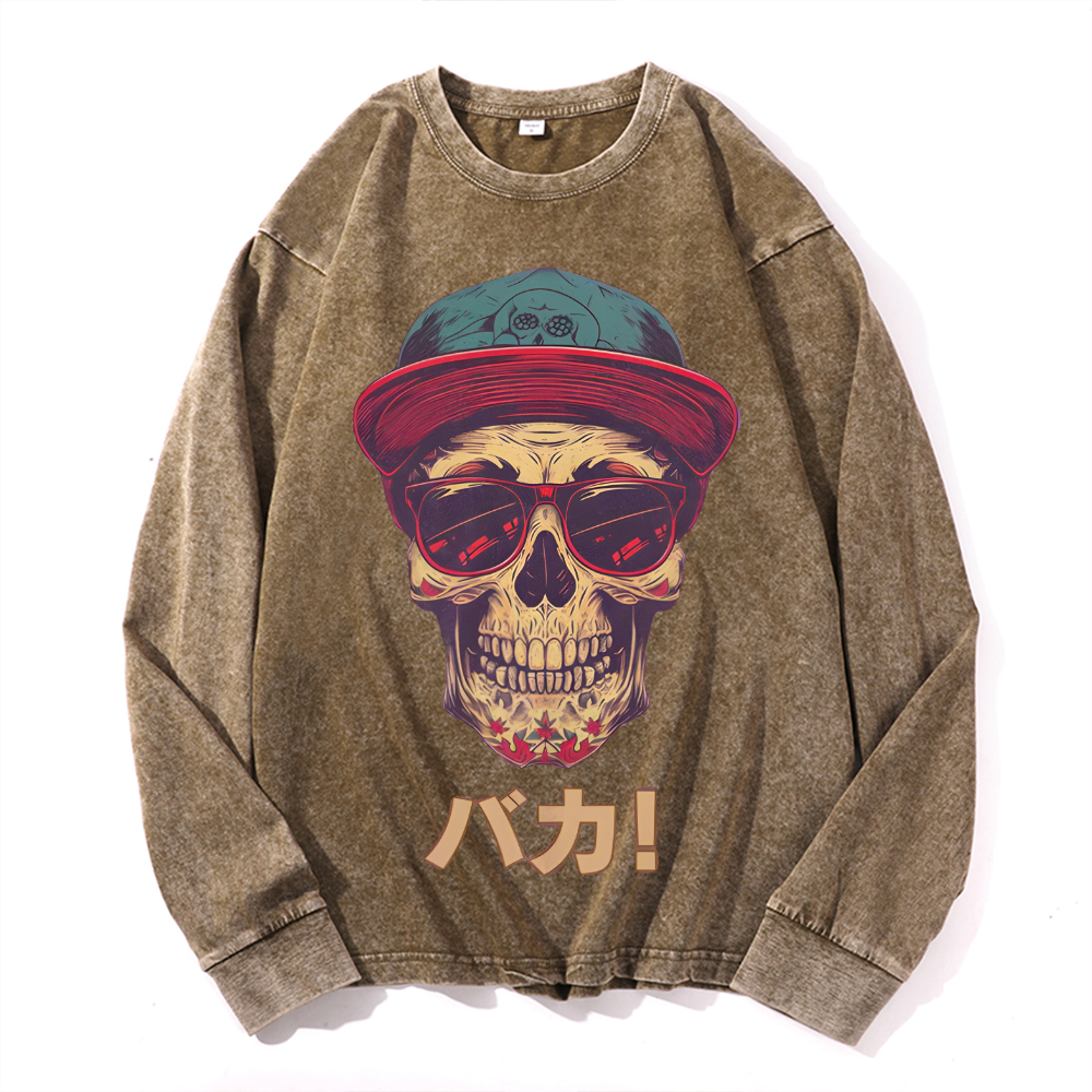 Vintage Cotton Wash Crewneck Long-Sleeve T-Shirt