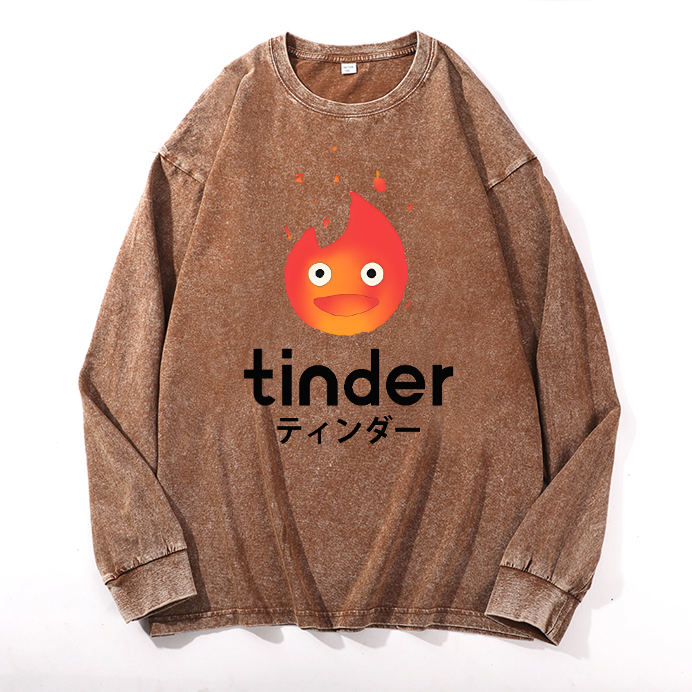 Ghibli Tinder Vintage Cotton Wash Long-sleeve T-shirt