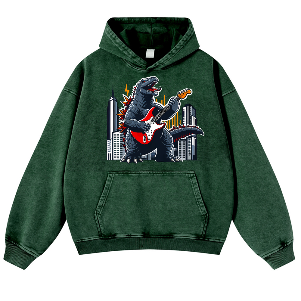Rock Kaiju Vintage Washed Thick Cotton Hoodie