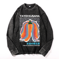 Yayoi Kusama Pumpkin Vintage Cotton Wash Crewneck Long-Sleeve T-Shirt
