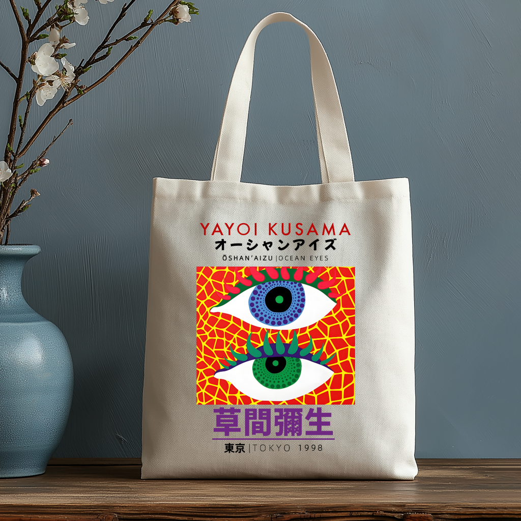 Yayoi Kusama Eyes Japanese Style Canvas Tote Bag