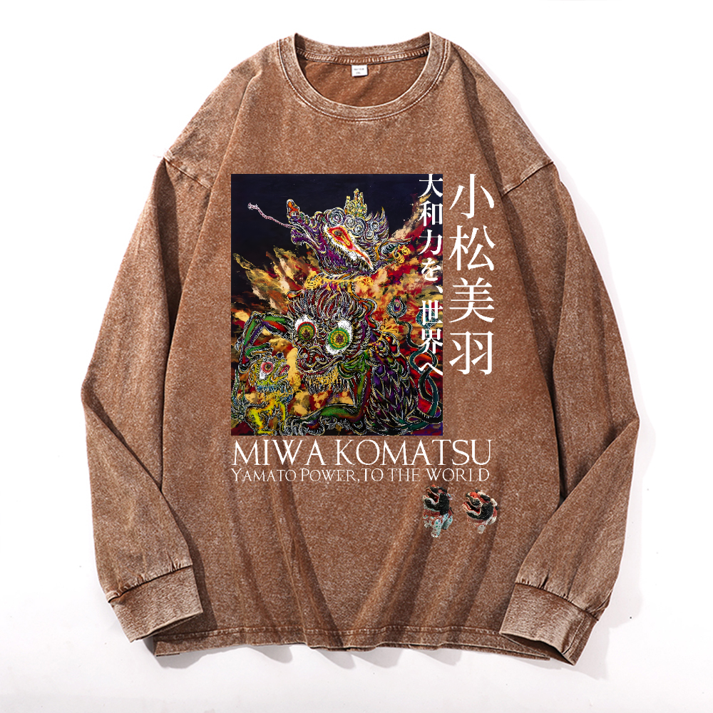 Miwa Komatsu Vintage Cotton Wash Crewneck Long-Sleeve T-Shirt